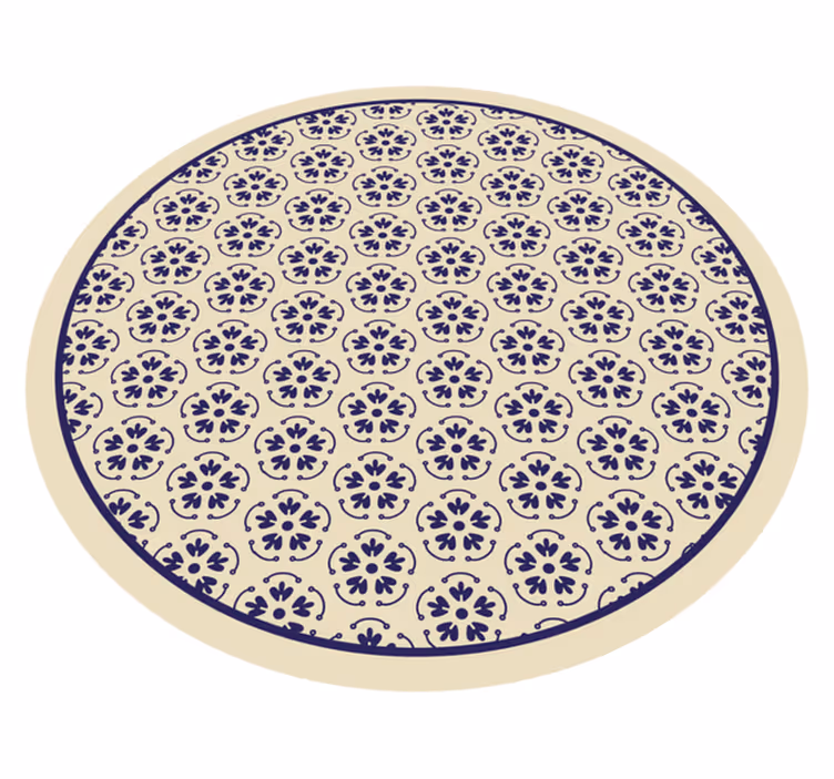 Geometrik çiçek desenli karo halı - TenStickers