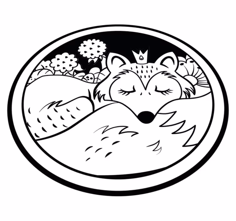 Siyah beyaz tilki uyuyan bebek oyun matı - TenStickers