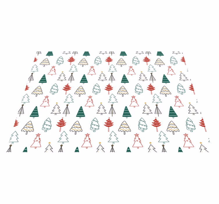 şenlikli ağaçlar deseni Noel pvc halı - TenStickers
