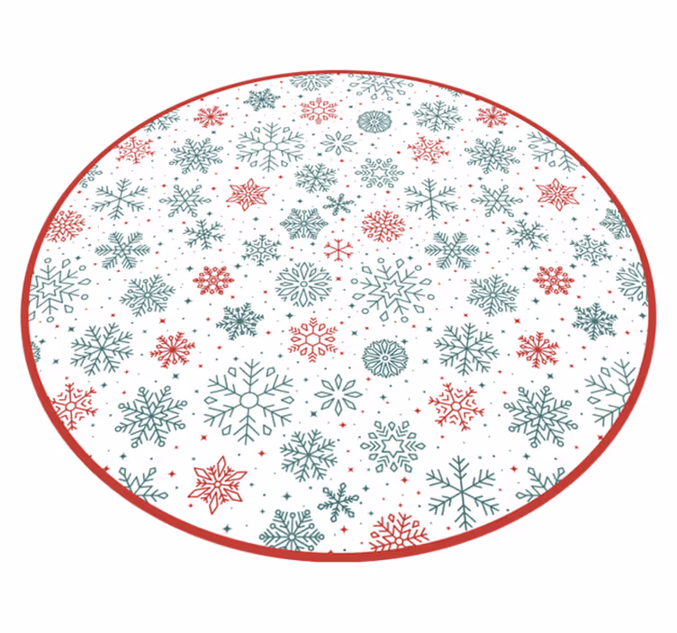 Kırmızı ve yeşil kar taneleri noel vinil halı - TenStickers
