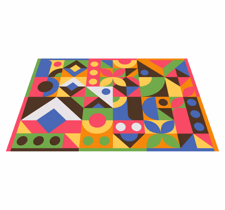 Geometrik şekiller sıçrama geometrik pvc halı - TenStickers