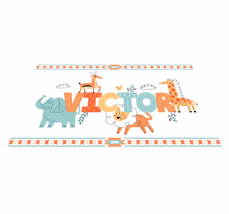 Kişiselleştirilmiş safari teması isimlerle pvc halı - TenStickers