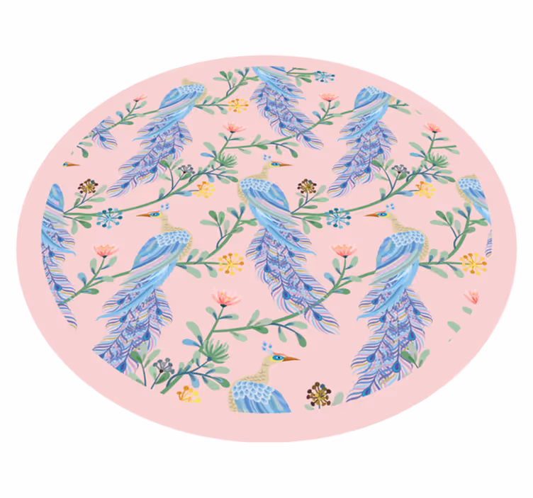 Pembe cennet kuşları hayvan vinil yer kilim - TenStickers