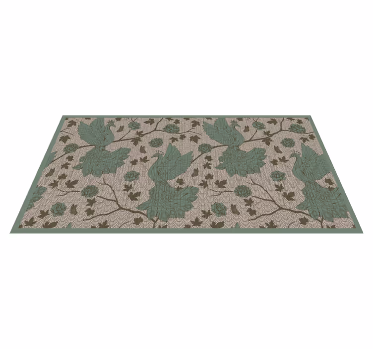 Yeşil fauna motifi çiçekler ve bitkiler pvc halı - TenStickers