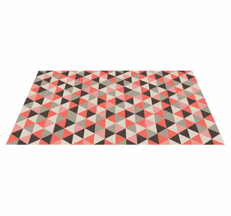 Gri ve pembe üçgen desenli geometrik kilim - TenStickers