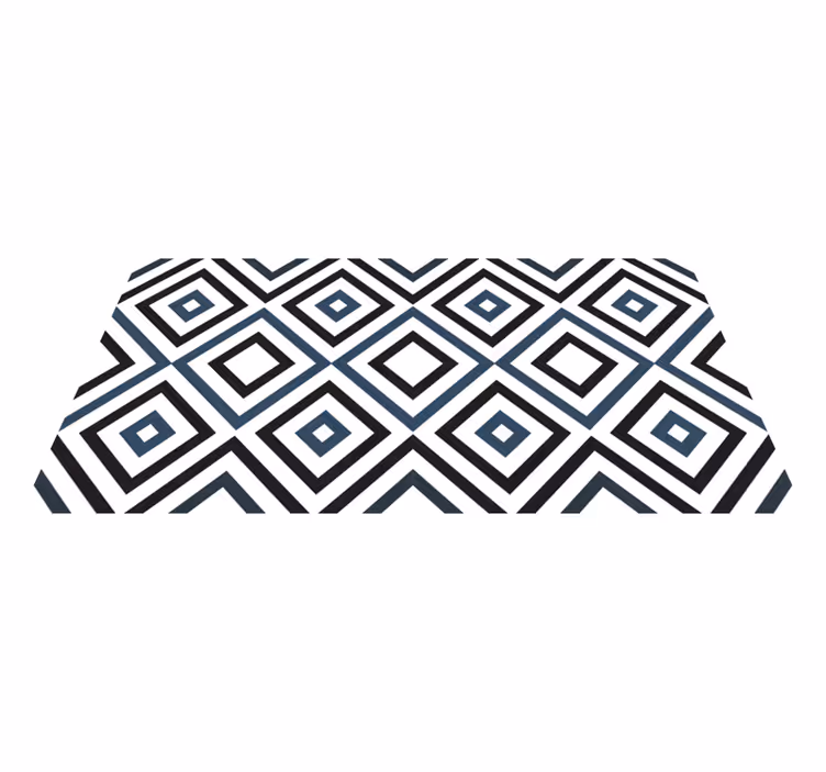 Akuamarin ve siyah geometrik desenli halı - TenStickers
