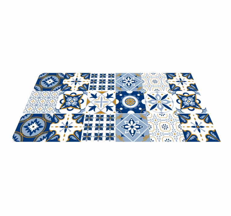 Renkli mozaik geometrik desen vinil halı - TenStickers