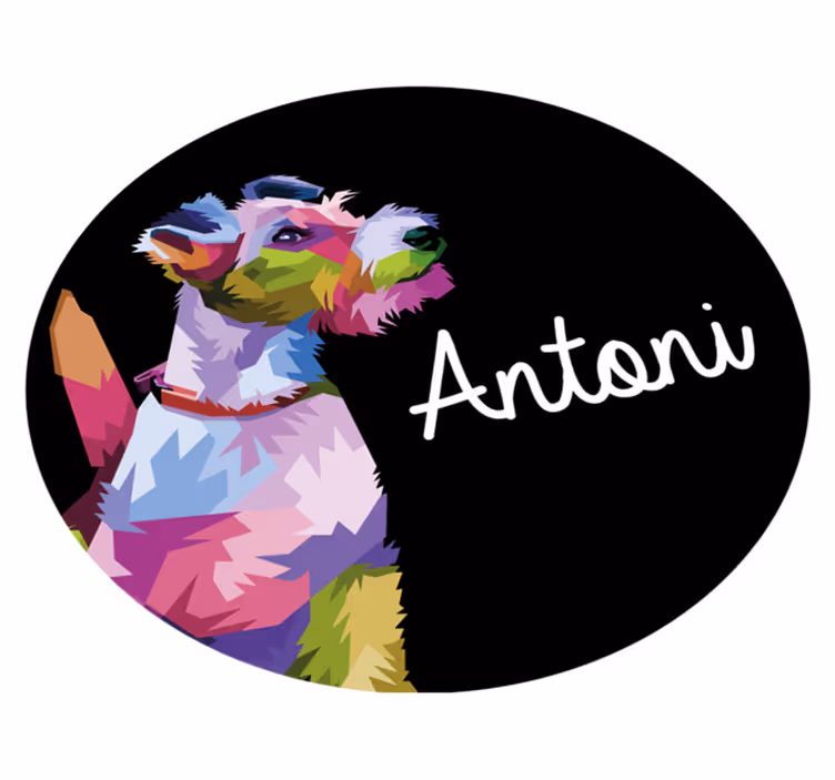 Renkli köpek portresi isimlerle pvc halı - TenStickers