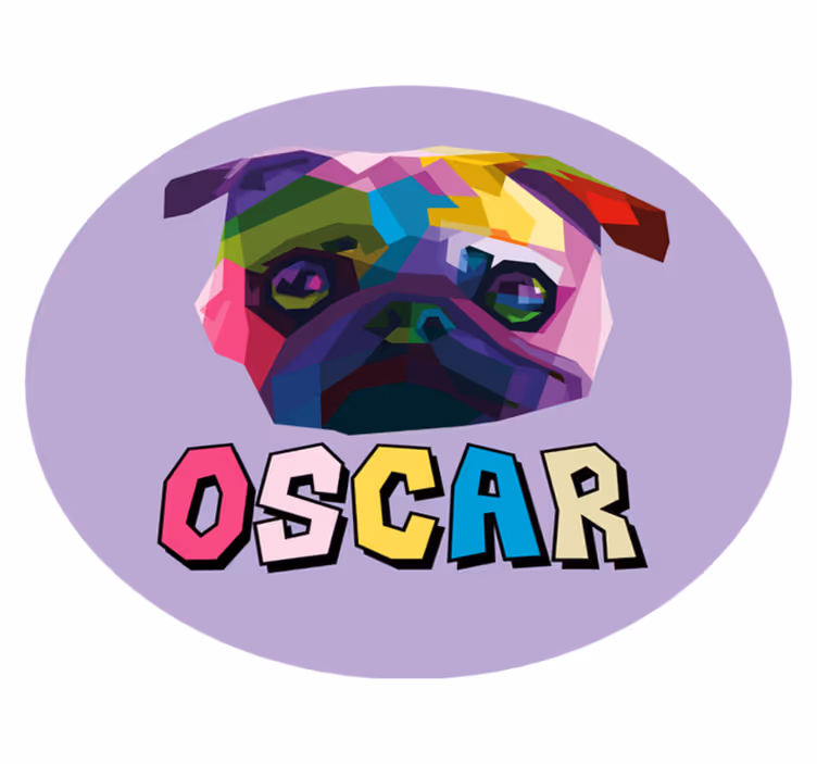 Geometrik köpek illüstrasyon isimlerle pvc halı - TenStickers