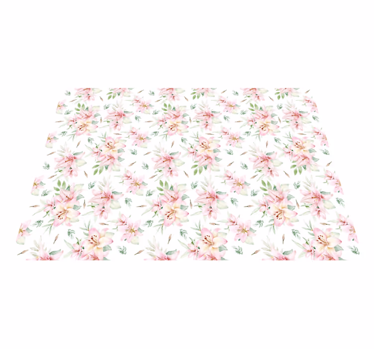 Pembe sulu boya lilyum çiçekli kilim - TenStickers