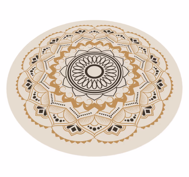 Bej mandala dairesel tasarım mandala pvc halı - TenStickers