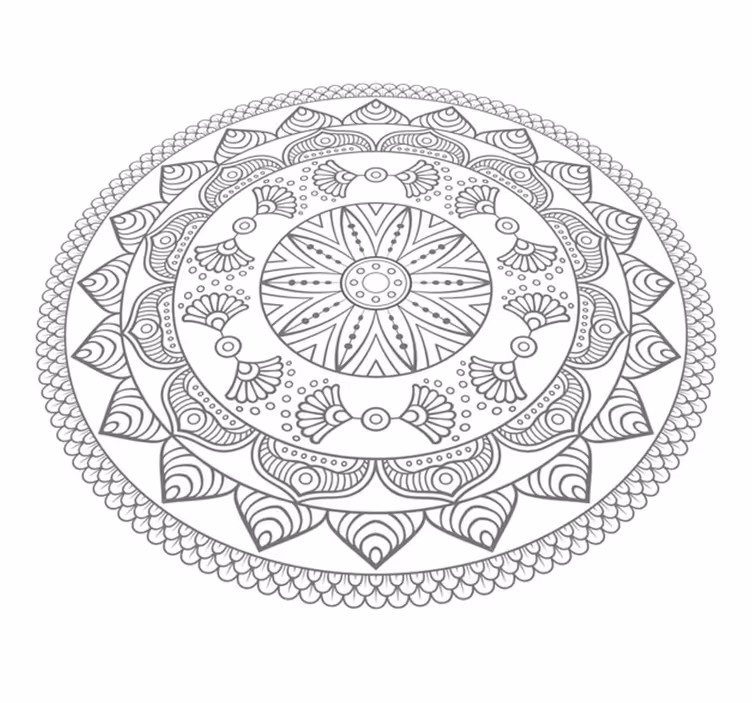 Geometrik gri üçgen desen mandala kilim - TenStickers