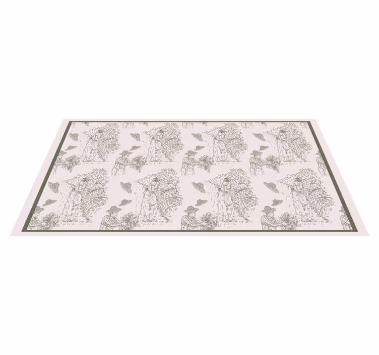 Monochrome Jungle Sketch vintage pvc halı - TenStickers