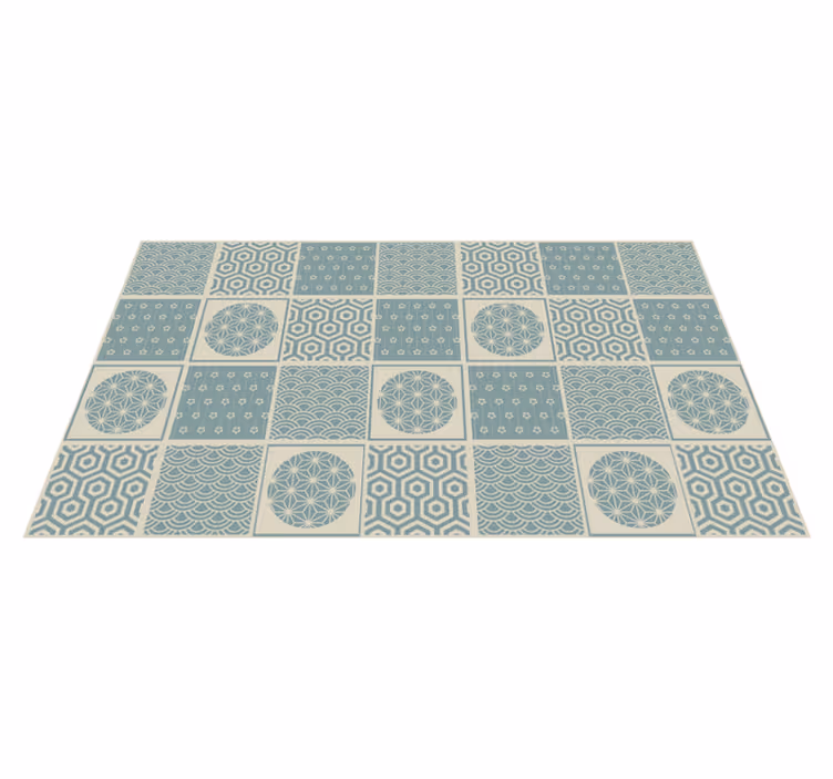 Geometrik desenli bloklar fayans efekti pvc halı - TenStickers