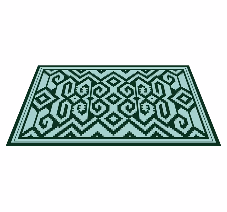 Yeşil geometrik desenler iskandinav pvc halı - TenStickers