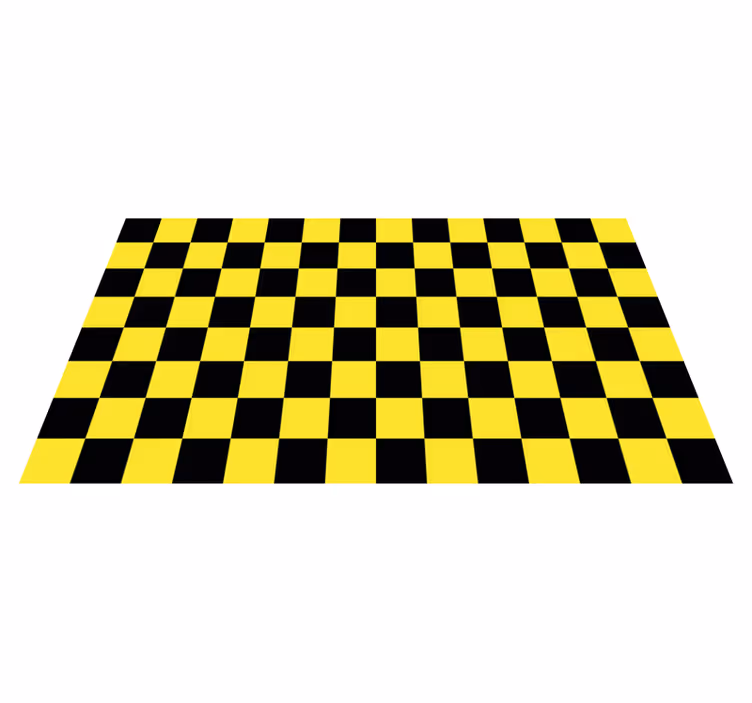 Sarı ve Siyah Satranç Tahtası geometrik pvc halı - TenStickers
