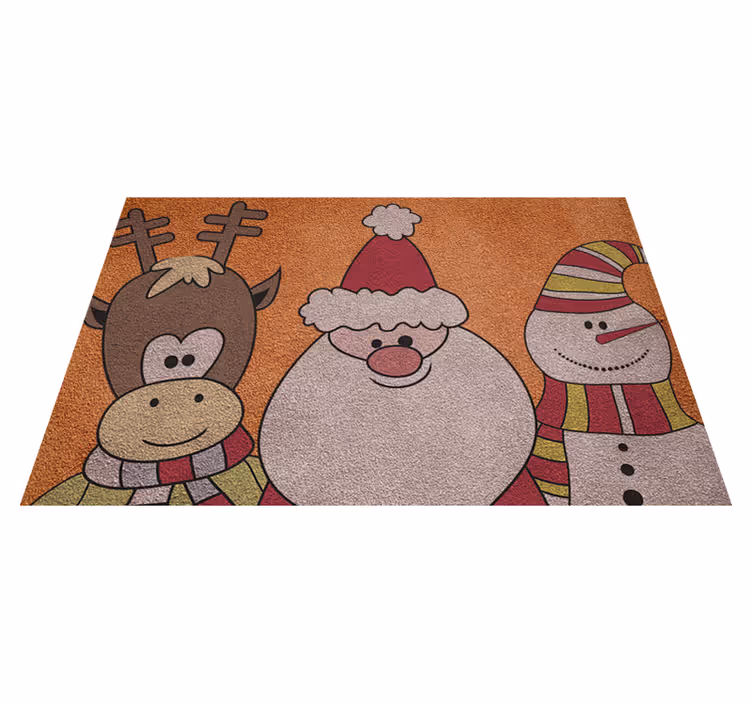 Kutup Ayısı Santa ve Kar Adam Noel pvc halı - TenStickers