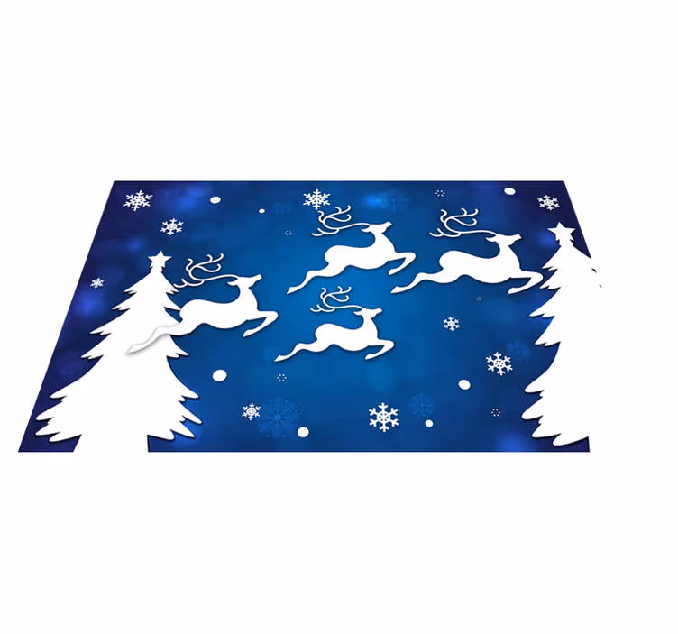 Kırmızı arka plan üzerinde uçan geyik Noel pvc halı - TenStickers