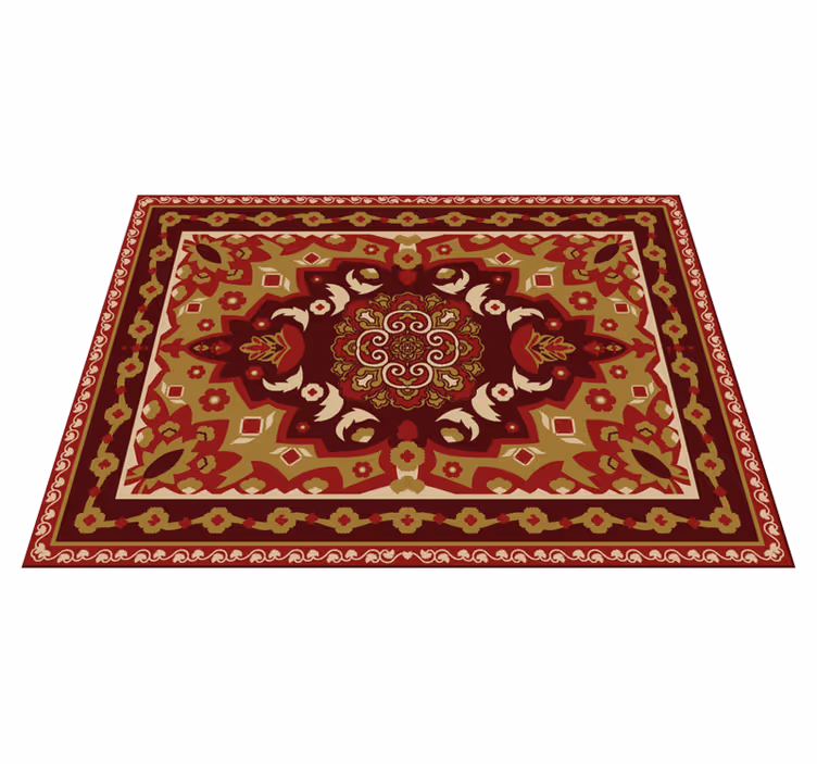 çiçek geometrik vintage tasarım yemek odasi pvc halı - TenStickers