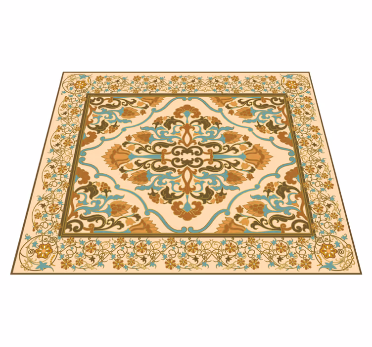 Mandala bej tasarım yemek odasi pvc halı - TenStickers