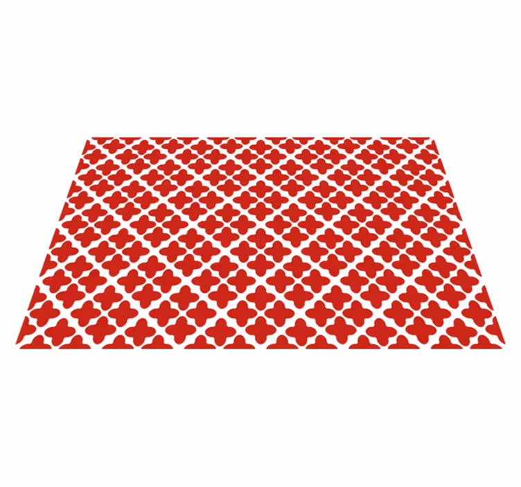 Beyaz geometrik desen kırmızı pvc halı - TenStickers