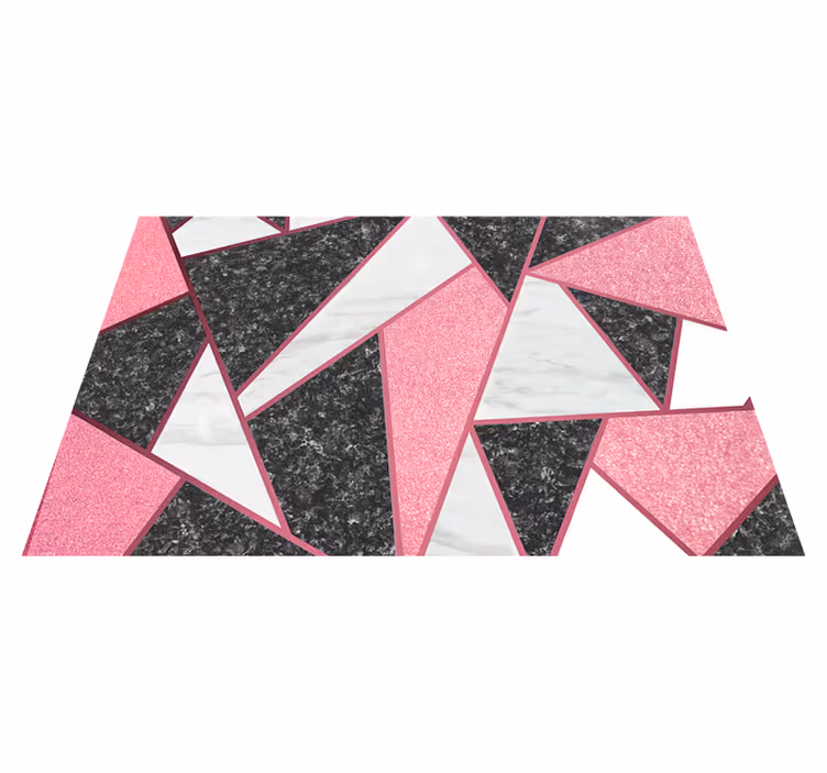 Pembe ve gri geometrik şekiller Mermer vinil halı - TenStickers