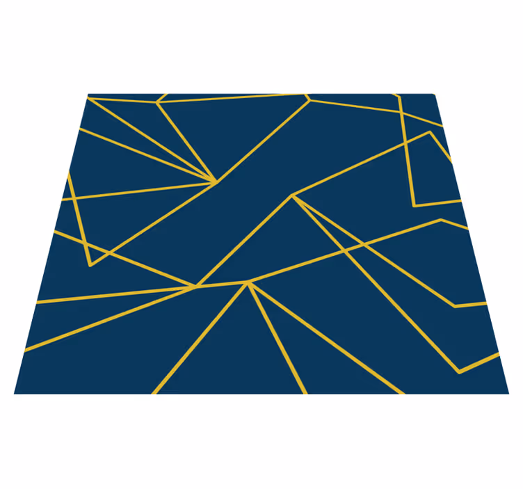 Geometrik altın çizgiler mavi pvc halı - TenStickers