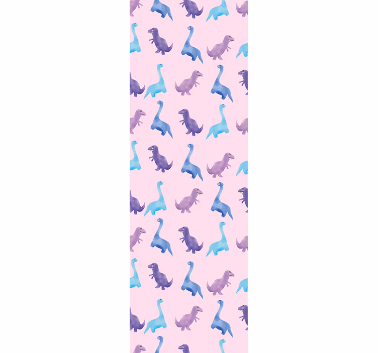 Pembe bebek odası deseni dinozorlar duvar kağıdı - TenStickers