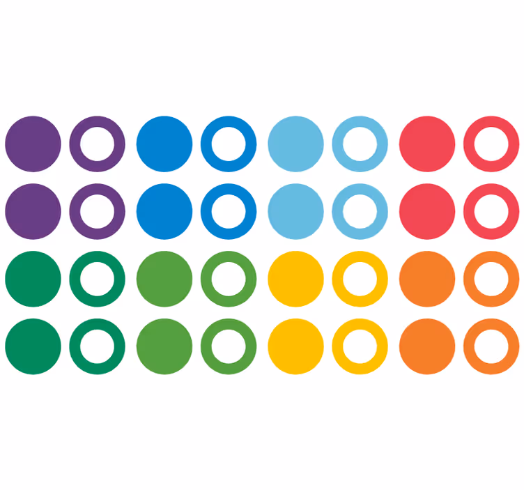 Geometrik duvar kağıdı gökkuşağı renkli daireler - TenStickers