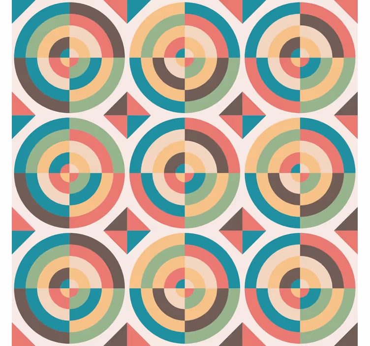 Geometrik duvar kağıdı retro soyut şekiller - TenStickers