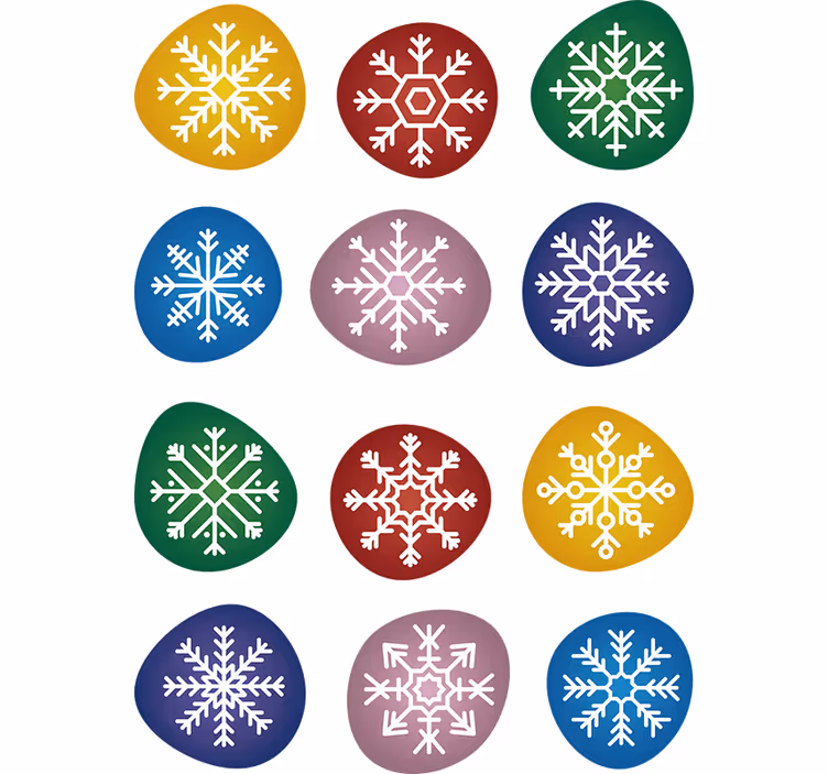 Noel duvar kağıdı renkli kar taneleri - TenStickers