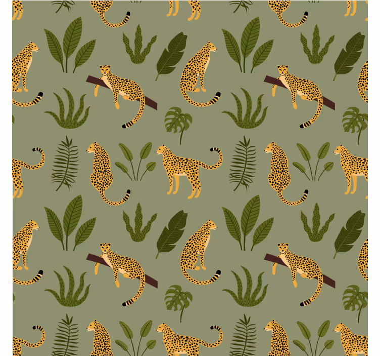 Yatak odası duvar kağıdı çiçekli orman leopar deseni - TenStickers
