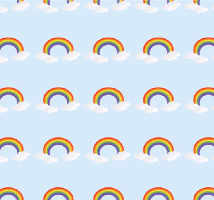 Yatak odası duvar kağıdı renkli güzel gökkuşağı ve bulutlar - TenStickers