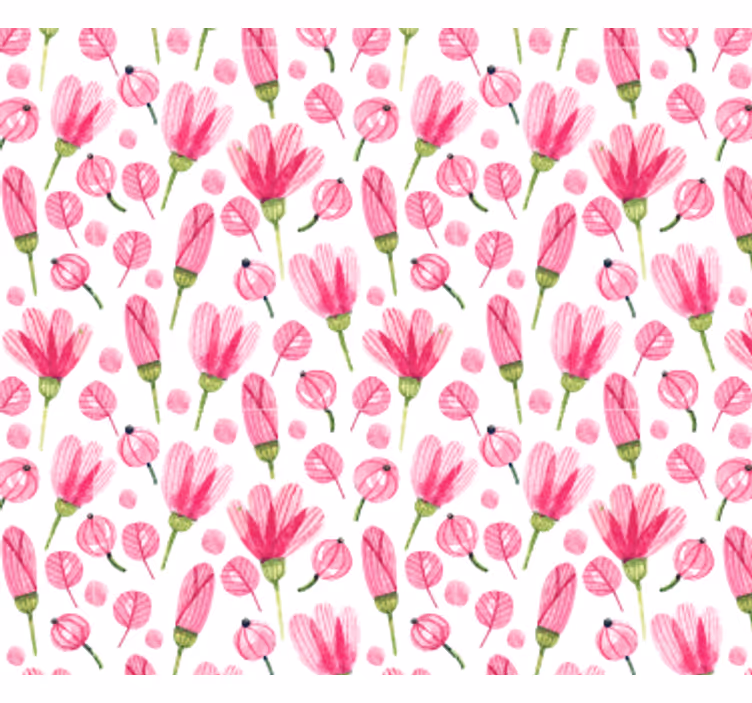 Oturma odası duvar kağıdı pembe çiçek deseni - TenStickers