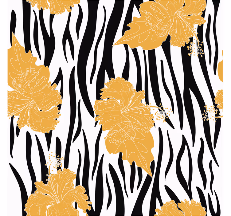 Hayvan duvar kağıdı zebra deseninde süs çiçekleri - TenStickers