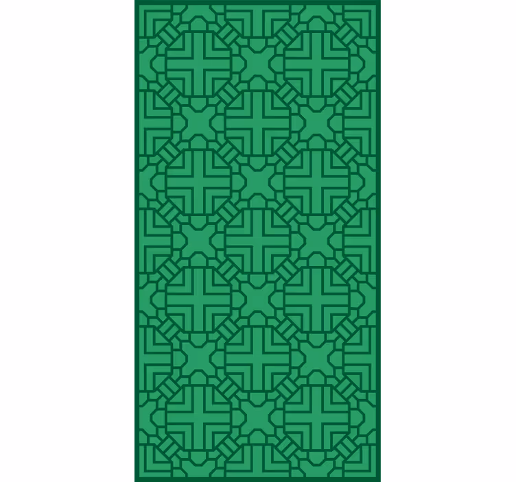 Koridor duvar kağıdı geometrik yeşil desen - TenStickers