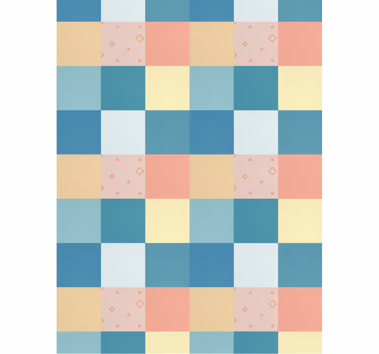 Koridor duvar kağıdı renkli retro patchwork deseni - TenStickers
