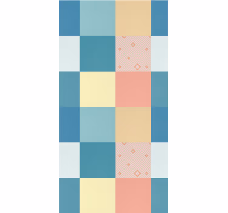 Yemek odası duvar kağıdı geometrik pastel kareler - TenStickers