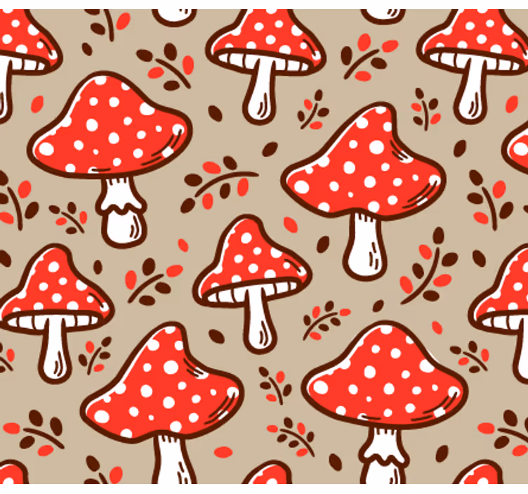 Doğa duvar kağıdı bej arka planda mantarlar - TenStickers