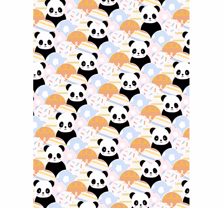 Çocuk odası duvar kağıdı panda desenli patchwork - TenStickers