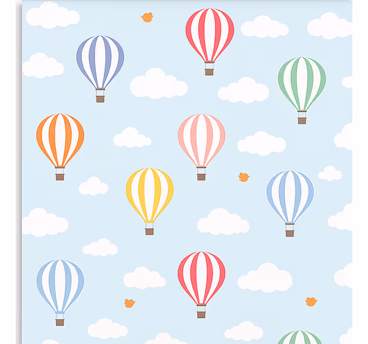 İskandinav duvar kağıdı pastel renkli balon yolculuğu - TenStickers