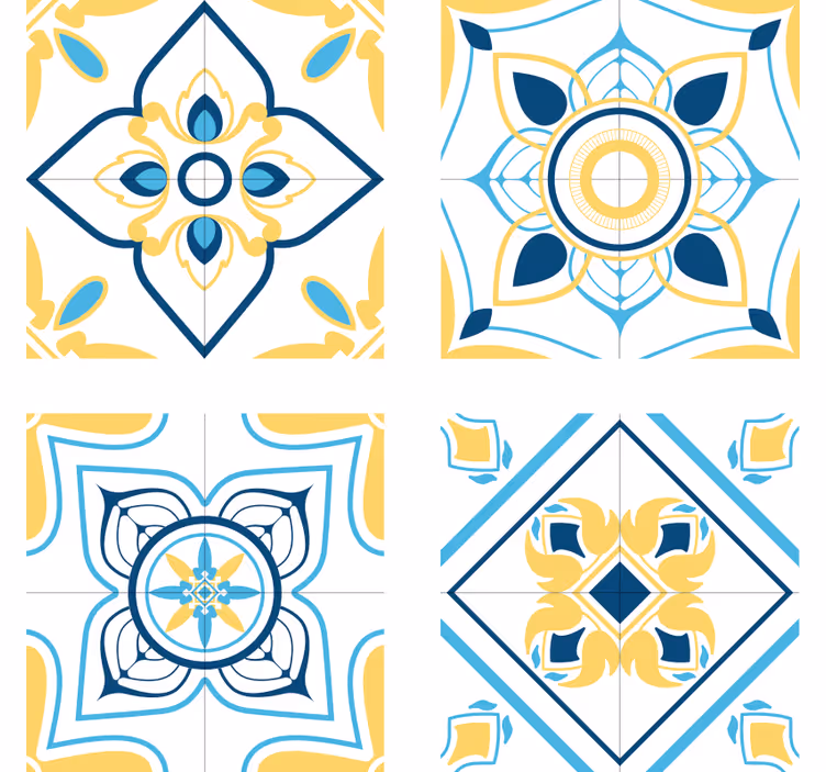 Fayans duvar kağıtları geometrik fayans desenleri - TenStickers