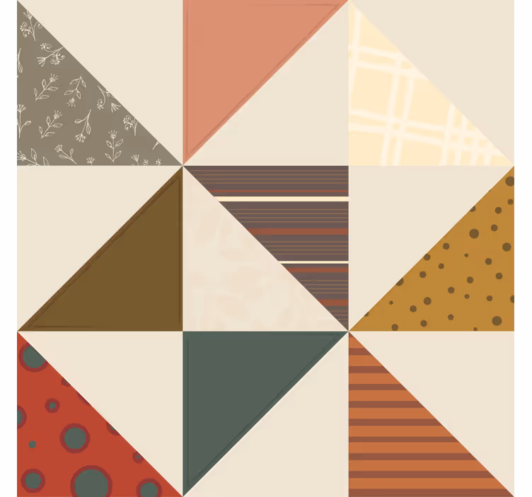 Nostaljik duvar kağıdı geometrik üçgen desenli - TenStickers