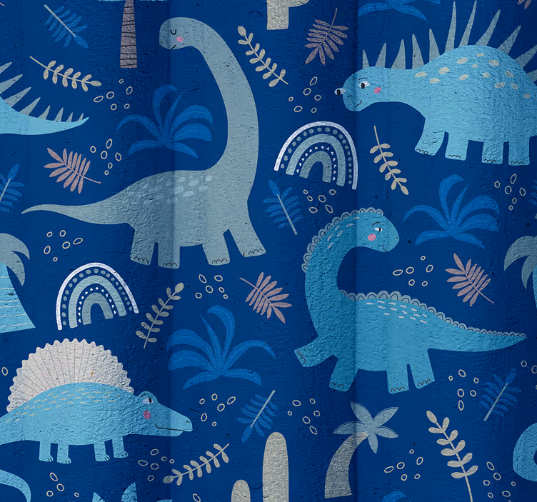 Dinozorlar duvar kağıdı mavi tonları - TenStickers