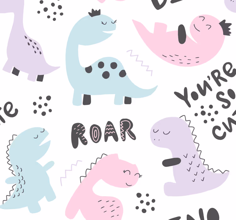 Dinozorlar duvar kağıdı prenses dino - TenStickers