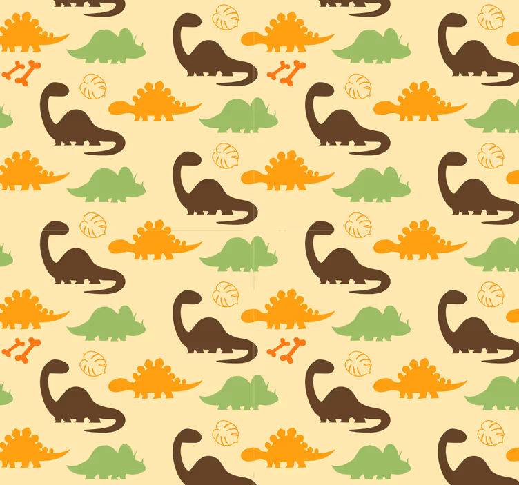 Dinozorlar duvar kağıdı bej arka planlı - TenStickers