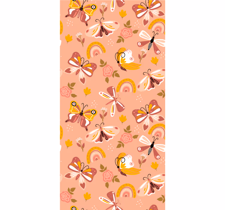 Modern duvar kağıdı kelebekler ve gökkuşakları boho deseni - TenStickers