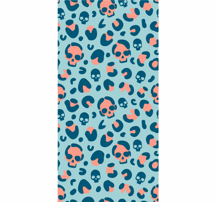 Modern duvar kağıdı mavi ve pembe kafatası leopar deseni - TenStickers