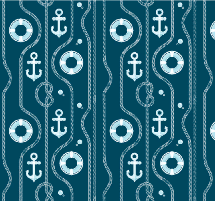 Mavi deniz temalı Çapa banyo duvar kağıdı - TenStickers