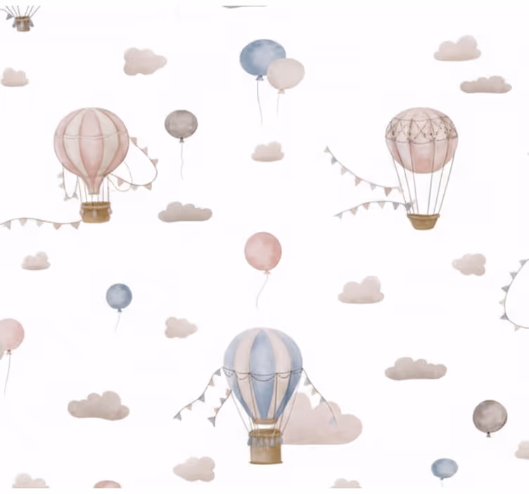 Oturma odası duvar kağıdı pastel sıcak hava balonu - TenStickers